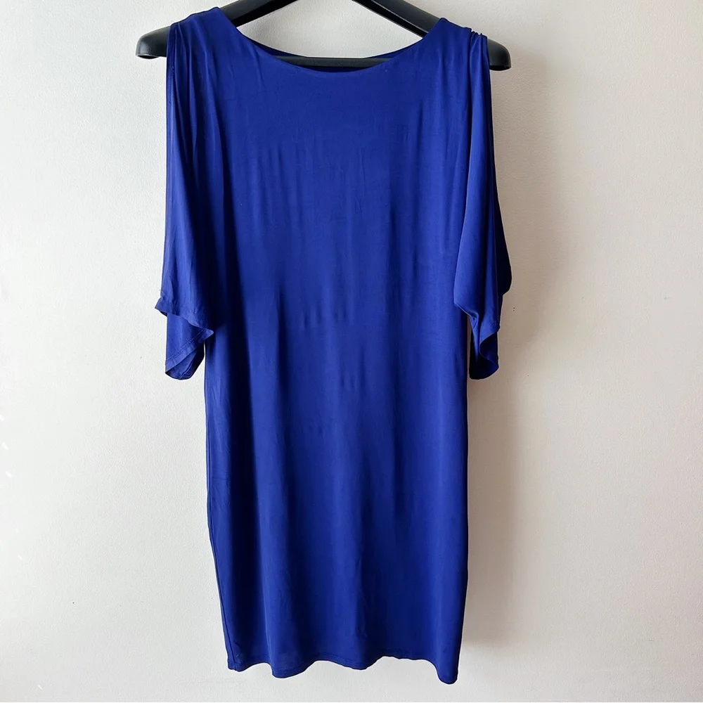 5 FOR $25 |Trina Turk Cold Shoulder Sleeves Knee Length Midi Dress Royal Blue 6 - Picture 2 of 11